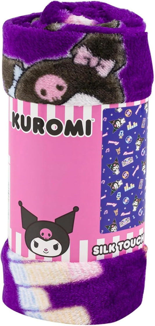 Kuromi & Friends Soft Silky Fleece Throw 40"x50" Kids Blanket “Neon Kuromi”