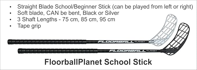 FBP Floorball 4v4 Adult Set, 8 Straight Blade Floorball Sticks in 95 cm Length for high School and Adult Players, 8 Balls, 2 Goals and a Big stickbag