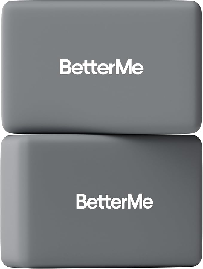 BetterMe Yoga Blocks Set of 2 – High Density Foam Yoga Blocks for Stretching, Pilates & Workouts – Lightweight Non-Slip Exercise Blocks for Flexibility & Balance