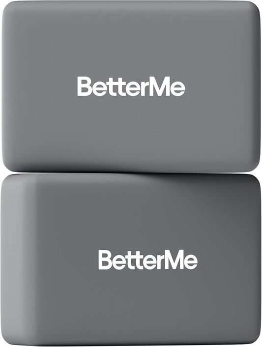 BetterMe Yoga Blocks Set of 2 – High Density Foam Yoga Blocks for Stretching, Pilates & Workouts – Lightweight Non-Slip Exercise Blocks for Flexibility & Balance
