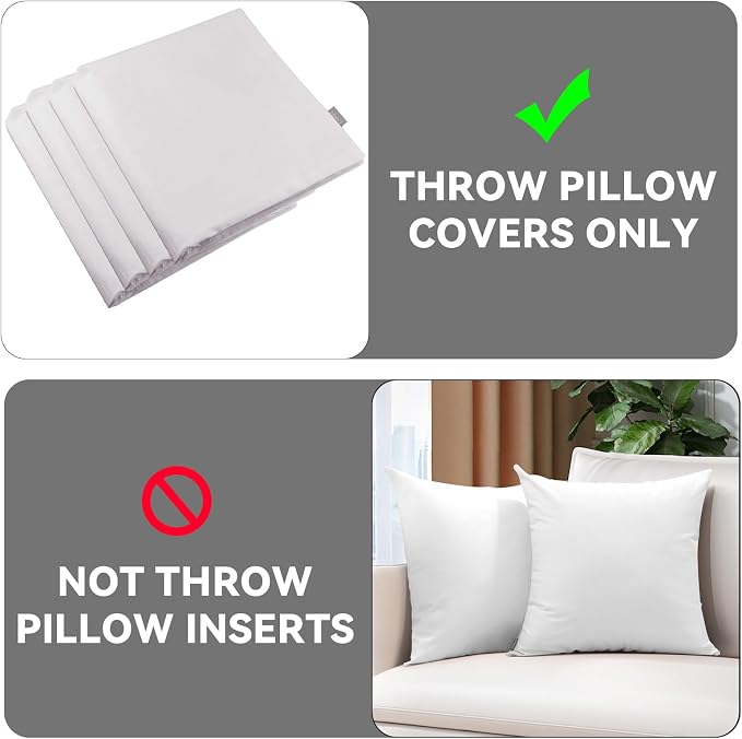 Thmyo 4-Pack 100% Cotton Comfortable Solid Decorative Throw Pillow Case, Square Cushion Cover Pillowcase Sublimation Blank Pillow Covers Valentines Day DIY Throw Pillowcase(22x22inch/55x55cm,White)