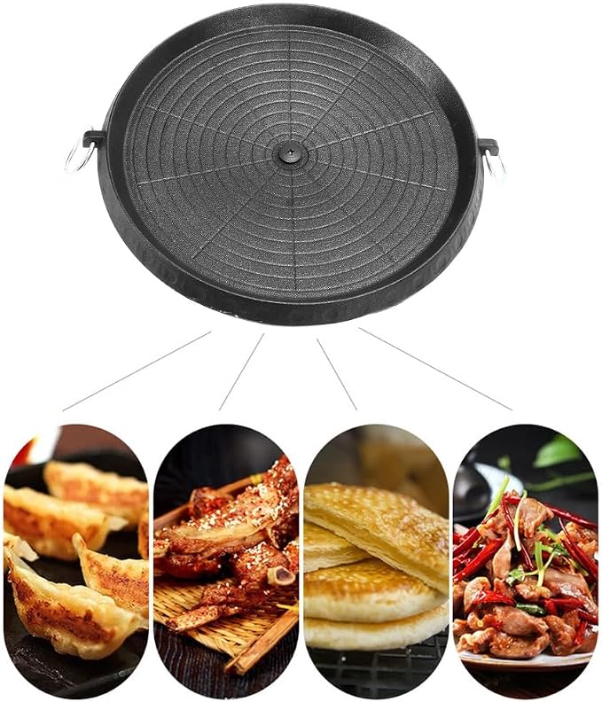 Korean BBQ Grill Pan, Nonstick Maifan Coating, Oil Drain Hole, Aluminum Alloy Plate for Home and Outdoor 11.81 In