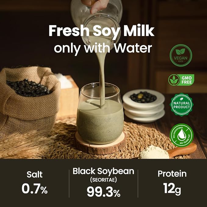 Kim’s Table Korean Black Bean with Green Kernels Soy bean Powder –17.6 oz (500g) Vegan, Dairy-Free, Non-GMO, Plant-Based Protein, Korean diet food Unsweetened Superfood 마시는 서리태 두유