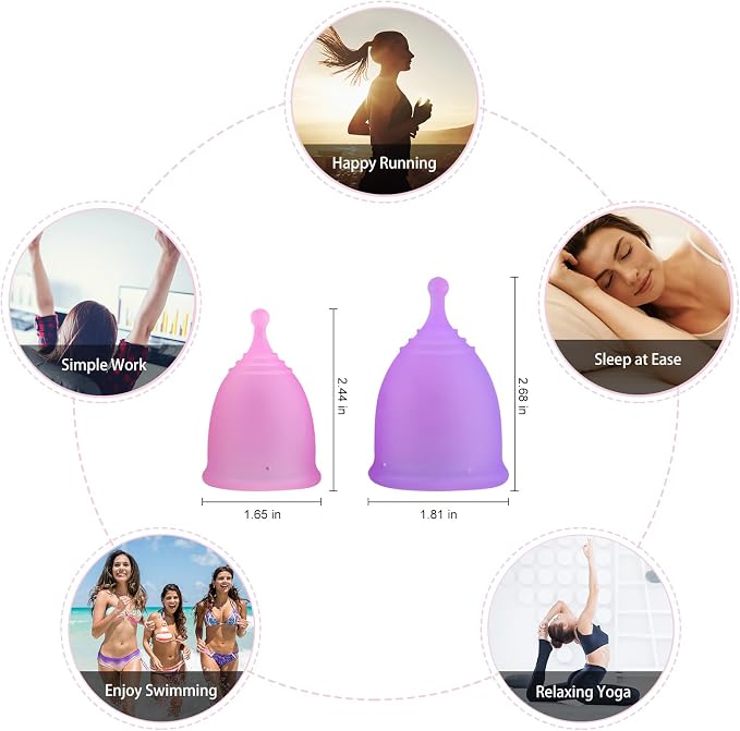 ROSA RUGOSA Menstrual Cup Steamer, Portable Menstrual Cup Wash Kit, Comes with Two Reusable Period Cup, High Temperature, Great Partner for Women Travel (Light Pink)