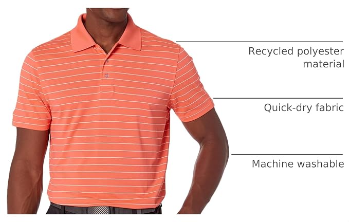 Amazon Essentials Men's Moisture Wicking Golf Polo Shirt, Short Sleeve, Slim-Fit, Quick-Dry, Active Wear