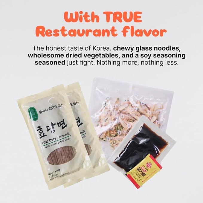 Chaego Japchae Korean Glass Noodles Stir-Frying Vegan Asian Prepared Meals Self Heating Instant 2 serving