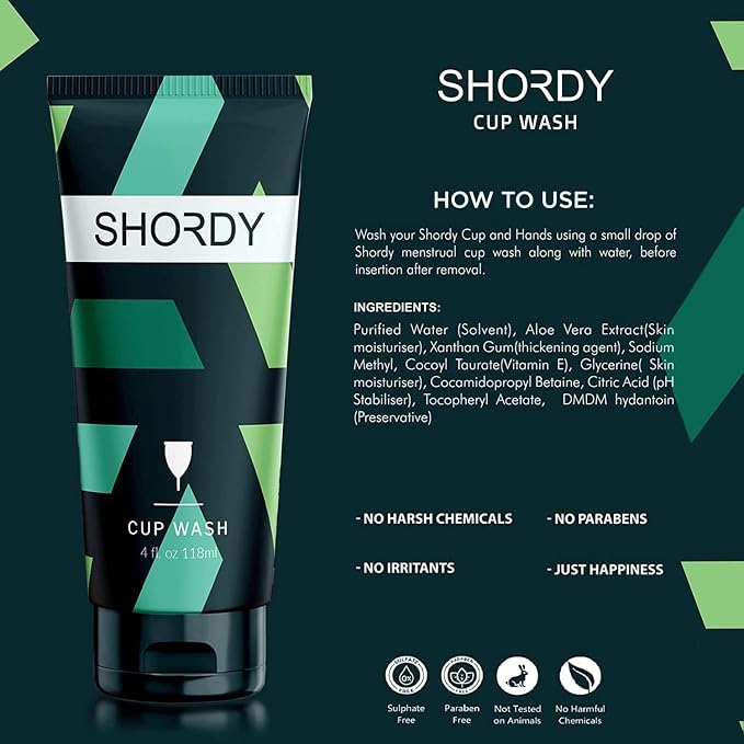 SHORDY Menstrual Cup Wash and Disc Cleaner – Premium pH Balanced Unscented Feminine Care Soap – Concentrated Cleansing Gel for Medical-Grade Silicone Cups & Period Discs – 4oz (Jabón Neutro)