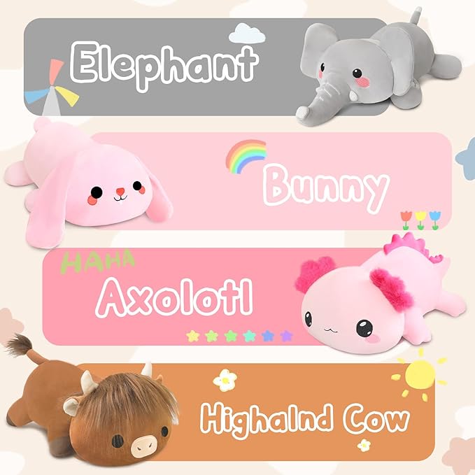 Weighted Stuffed Animals, Highland Cow Stuffed Animal with Weighted Beads, Cute Plush Toy Pillow Gifts for Adults Kids Boys Girls
