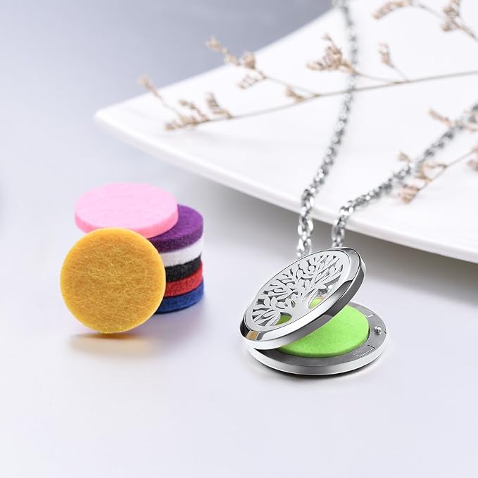 PROSTEEL Diffuser Necklace Perfume Locket Tree of Life Aromatherapy Womens Jewelry