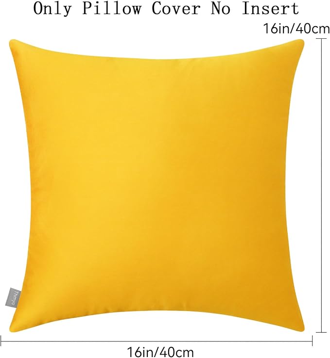 4-Pack 100% Cotton Comfortable Solid Decorative Throw Pillow Case,Thmyo Square Cushion Cover Pillowcase Sublimation Blank Pillow Covers DIY Throw Pillowcase for Couch Sofa(16x16 inch/ 40x40cm,Yellow)