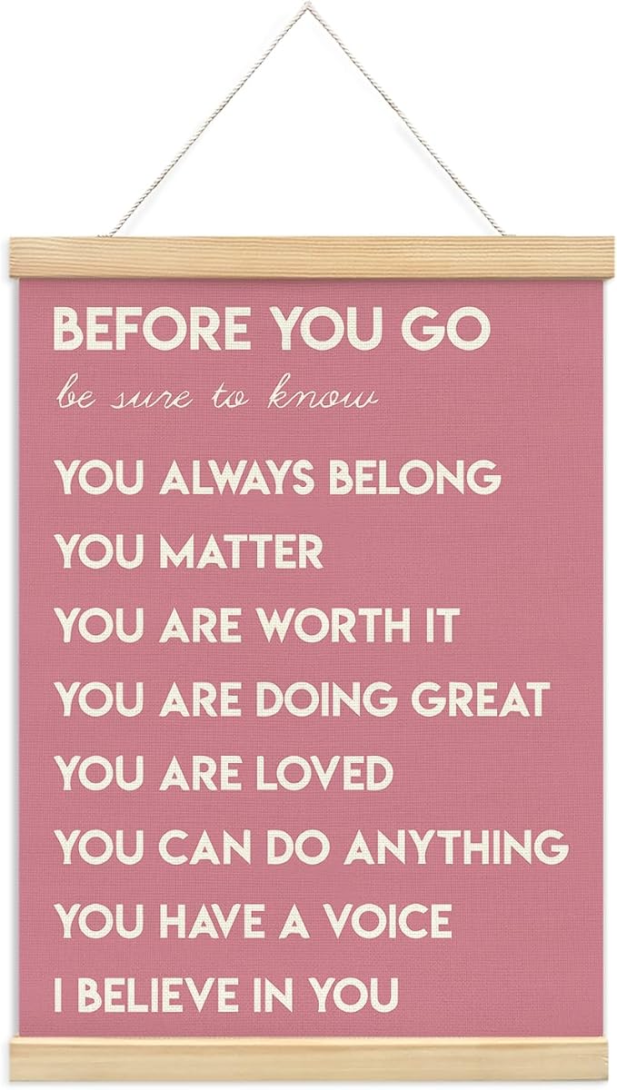 foedor Pink Inspirational Girls Room Classroom Office Wall Art Decor,12x16 | Mental Health Positive Affirmations Wall Art Decor, Therapist Nurse Wall Art Decor for Kids Teen Bedroom Playroom Wall Decor