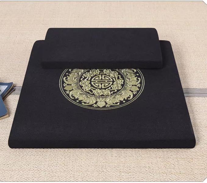 Square Meditation Cushion Mat Set with Washable Cotton Linen Cover, Larger Thick Yoga Mat Bolster Floor Pillows Seating for Adults Upgraded Meditation Accessories White-70 * 5cm