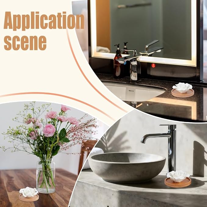 INFUNLY 2 Pcs Rose Essential Oil Diffuser Stone Plaster Scent Diffuser with Round Base 2 Style Roses Diffuser Stone Kit 3.7x3.7 Insertable Reed Rose Aromatherapy Stone for Desk Office Home Gift