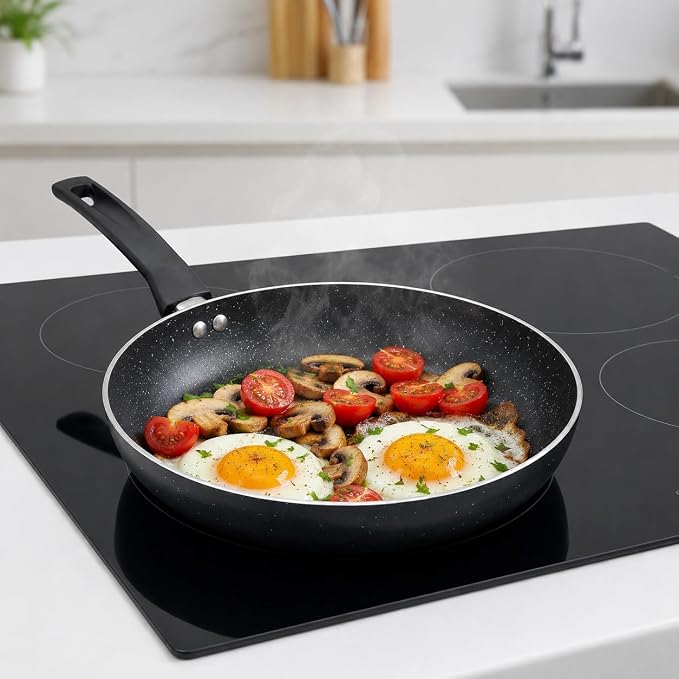 11-Inch Nonstick Frying Pan Skillet, Aluminum Omelet Pan for Eggs, Sauteing and Everyday Cooking, Induction Compatible Cookware for Gas, Electric and Ceramic