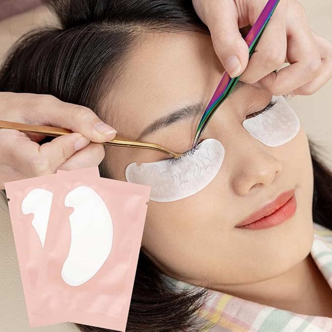 50 Pair Under Eye Pads,Eyelash Extension Gel Patches, Lash Extension Lint Free Under Hydrogel Eye Mask Pads Beauty Tool (Pink)