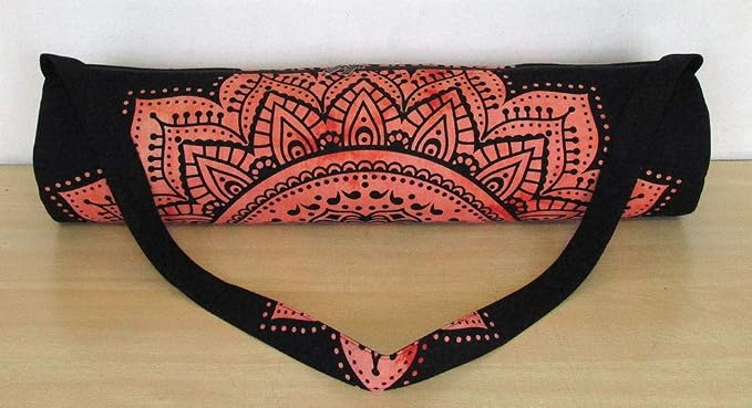 INDIAN CRAFT CASTLE ICC Yoga Mat Bag Carrier Full-Zip Exercise Yoga Mat Carry Bag for Women Men with Multi-Functional Storage Pockets and Adjustable Shoulder Strap 26X6 Inches