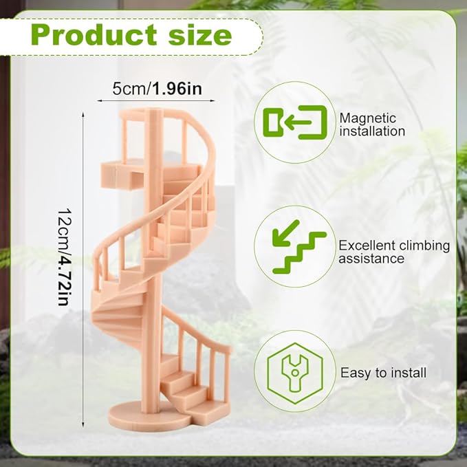 Mini Spiral Staircase Climber,Jumping Spiders Spinning Stairs,Spiderweb Spiral Stair,Climbing Set with Magnetic Mount for Jumping Spider Enclosure Accessory Decoration ﻿