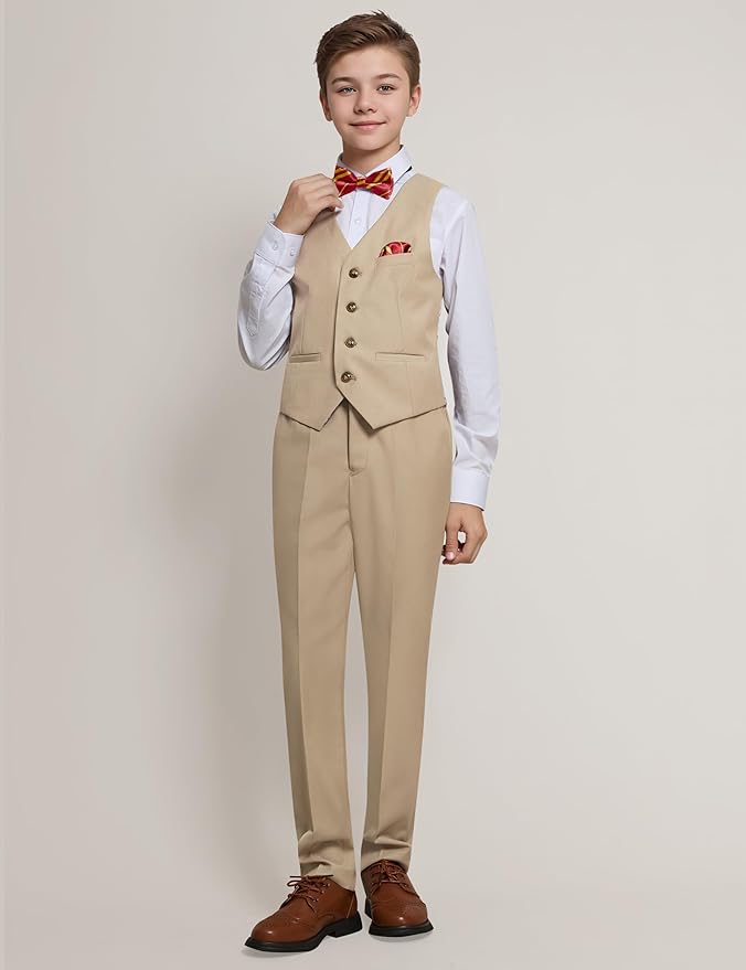 Happy Dolphin Boys Suit Set Modern Fit Kids Suits Adjustable Waist Boys Wedding Outfit for Boy Communion Suits for Boys