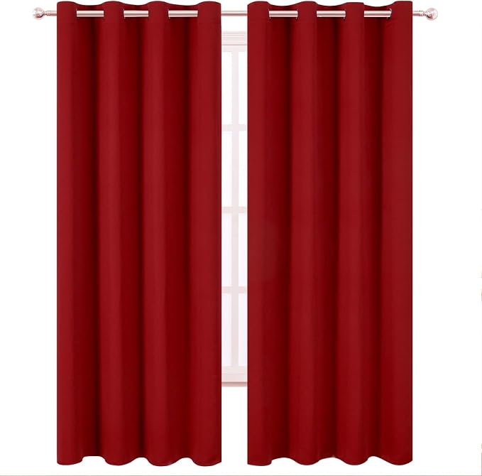 LEMOMO Blackout Curtains 52 x 120 Inch Long Red Curtains Set of 2 Panels Room Darkening Curtains for Bedroom and Living Room