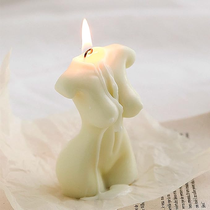 2-Pack Handmade Soy Wax Aromatherapy Candle - White Cube & Female Body Shaped, Scented Decorative Candle for Bedroom, Bathroom & Wedding