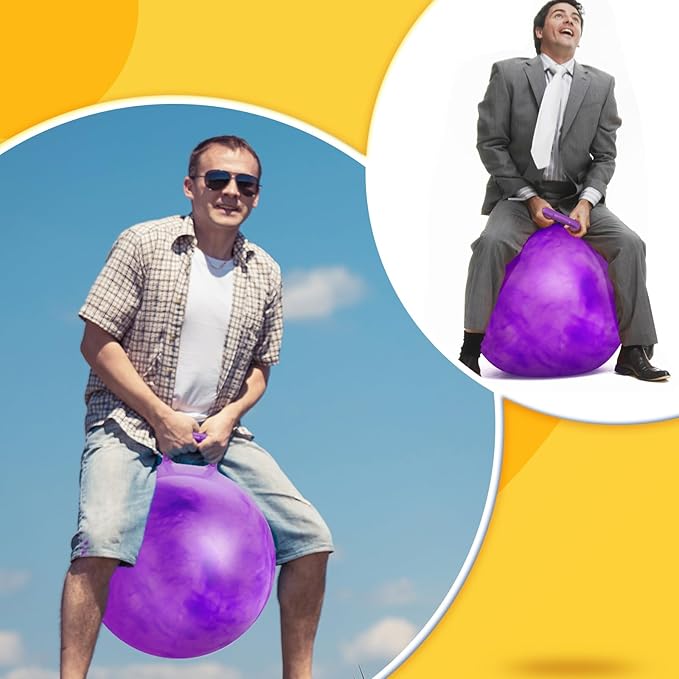 Lewtemi Hopper Ball for Adults, 31 Inch Bouncing Ball Hippity with Handle Rubber Hop, Jumping Hopping Exercise with Air Pump for Outdoors Sports Games Exercise (Gradient Purple)