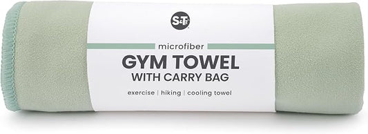 S&T INC. Gym Travel Towel, 1 Pack, Cooling Towels for Camping, Yoga, Home and Gym Bag, 1 Storage Bag Included, 12 Inch x 40 Inch, Microfiber, Sage Green