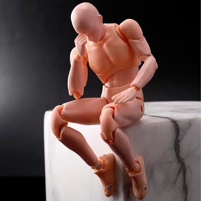 Action Figures PVC Model (Yellow Color) with Box Drawing Figure Models for Artists(Male)