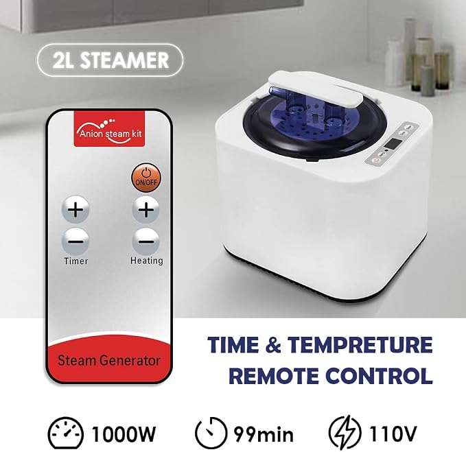 Smartmak Full Body Home Steam Sauna Kit, Foldable Lightweight Personal Portable Spa Saunas, 2L&1000W Steam Generator with Protection & Remote Control, Two Person Avalible for Relaxation-Dark Grey