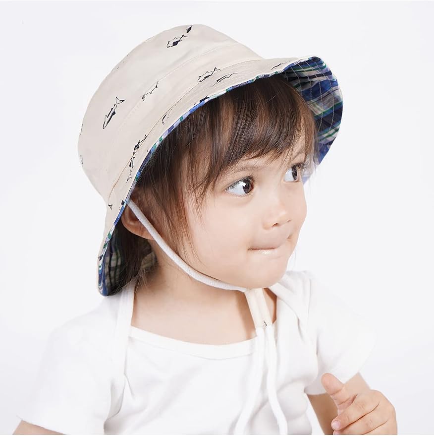 Baby Sun Hat UPF 50+ Sun Protective Toddler Bucket Hat Summer Kids Beach Hats Wide Brim Outdoor Play Hat for Boys Girls