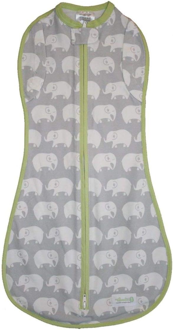 Woombie Convertible Baby Swaddle Blanket, Converts to Wearable Blanket for Babies Up to 3 Months, Stardust Elephant, 5-13 lbs, Gray