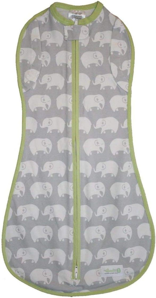 Woombie Convertible Baby Swaddle Blanket, Converts to Wearable Blanket for Babies Up to 3 Months, Stardust Elephant, 5-13 lbs, Gray