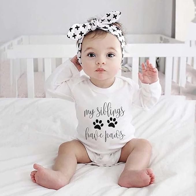 listery My Siblings Have Funny Paws Bodysuit Have Paws Baby Bodysuit Baby Paws Romper Dog Baby Bodysuit