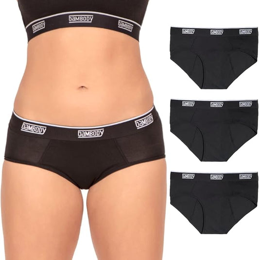 Bambody Absorbent Hipster for Light Flow, Sporty Period Panties for Women & Teens - Comfortable & Soft Protective Active Wear