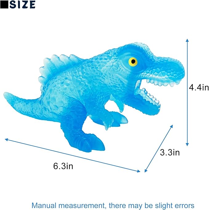 BENSE 4.4" Squishy Sensory Fidget Toy with Dinosaur - Realistic Stress Relief Fidget Toy for Kids & Adults, Anxiety Relief Party Favors & Birthday Gift for Boys Girls (Blue, Ages 3+)