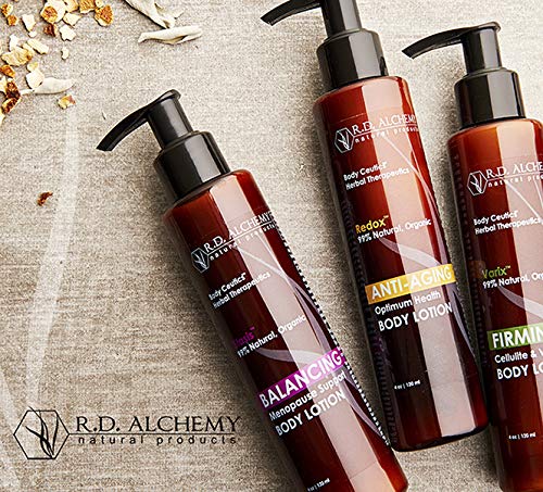 RD Alchemy - Natural & Organic Menopause Balancing Body Lotion - Rich Oils Moisturize Dry, Crepy Skin while Isoflavones Soothe and Calm to Promote Well-Being.