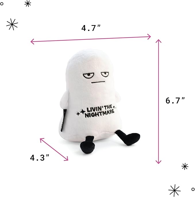 Ghost Plushie - Livin' The Nightmare Sassy Ghost Plush, Cute & Funny Halloween Plush Toy for Gifting
