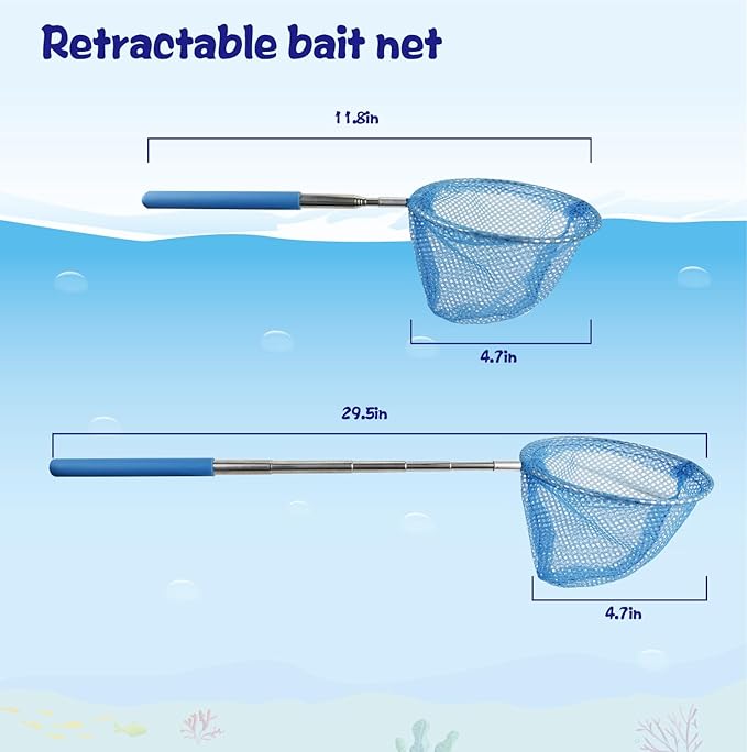 Kids Fishing Pole Set, Kids Fishing Rod and Reel Combo and Fishing Net Tackle Box with Lures Hooks and Bag for Boys Girls Youth Fishing