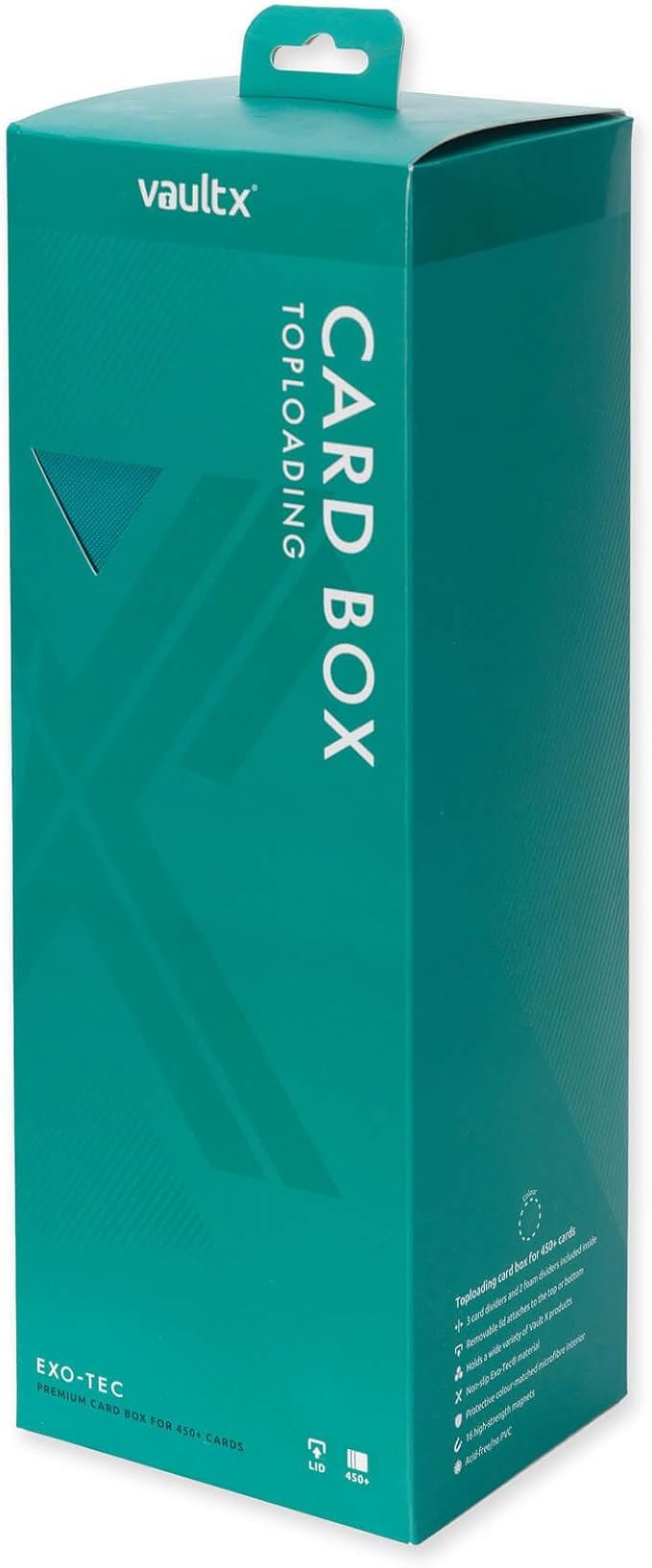 Vault X Card Storage Box, Exo-Tec Material, Detachable Magnetic Lid, with Dividers & Foam Fillers, for Trading Cards (Teal)