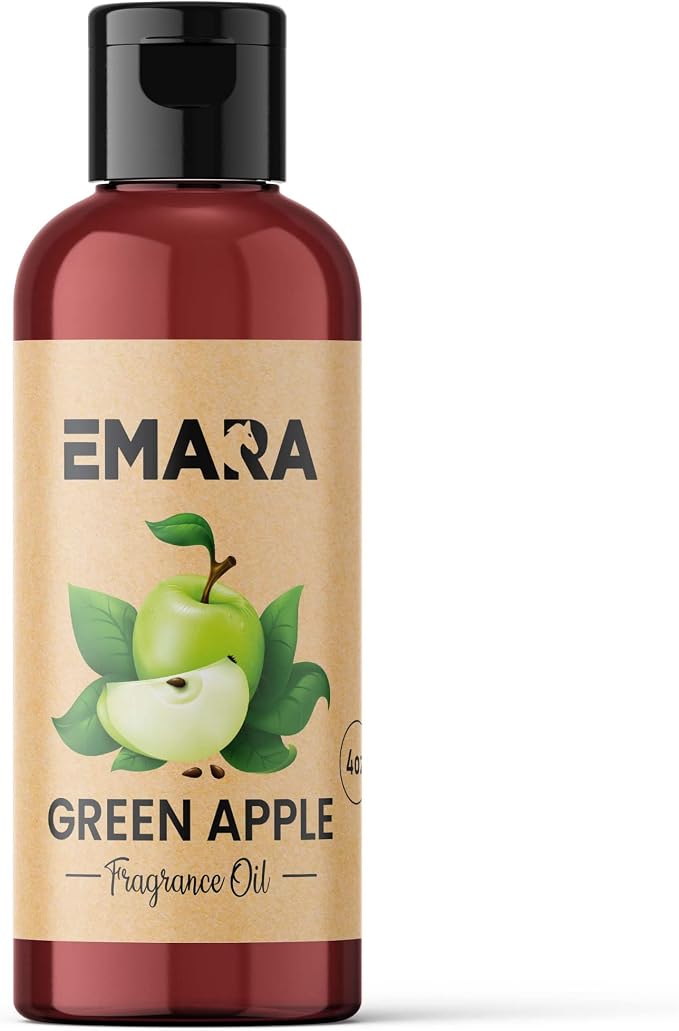 EMARA All Natural Fruity Green Apple Essential Oil for Diffusers, Skin Care, Aromatherapy Fragrance Oil, Organic Therapeutic Grade 4 fl oz