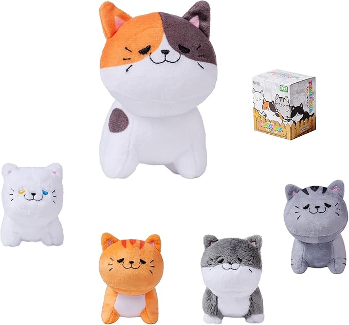Cat Blind Box Figures,Cute Plush Blind Box,Random Design Action Figures Collectible Toys Home Decorations, Holiday Birthday Gifts,Single Box