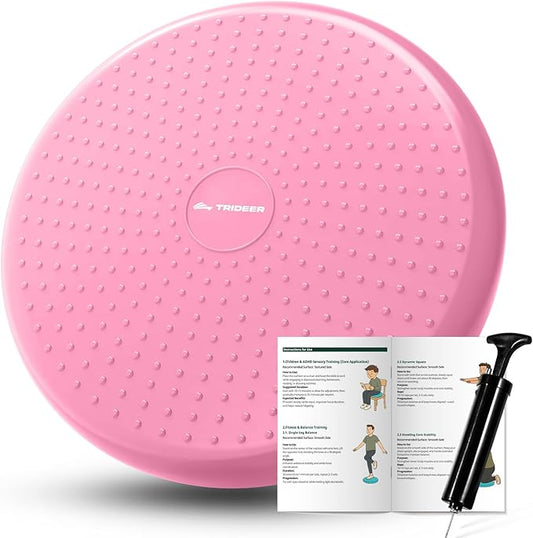 Trideer Wobble Cushion Core Balance Disc, Flexible Seating for Classroom Elementary, Wiggle Seat for Sensory Kids, Balance Pad with Inflation Pump