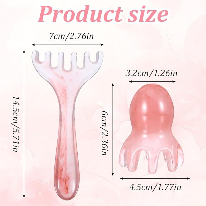ElevateTech Head Massager Tool Scalp Comb, 2 Pcs Head Massager Comb and 1 Pcs Six Claw Manual Hair Scalp Massagers Gua Sha Tool Resin Hair SPA Acupressure Tools for Mother‘ Day Birthday Gifts