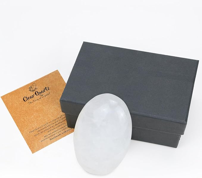 MAIBAOTA 2.4" Large Clear Quartz Crystal Stone Polished Palm Stone Healing Crystals 0.7" Thick Natural Reiki Gemstone Worry Stone Energy Balancing Anxiety Stress Relief Meditation 1 Pc