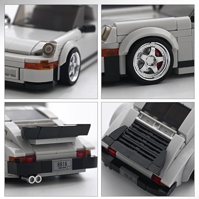 PB8816 1:32 Turbo Sports Car Buliding Blocks Set, 343 Pieces MOC Super Racing Model Kit with Display Container, Clamping Blocks Toy Gift for Adults