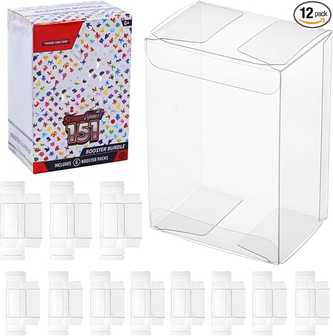 Rainmae 12PCS Protector Case for Booster Bundle/Build & Battle Plastic Display Box (NOT Fit for NEW Booster Bundle) Container Compatible with Booster Bundle 151 Collectors Cards Protector