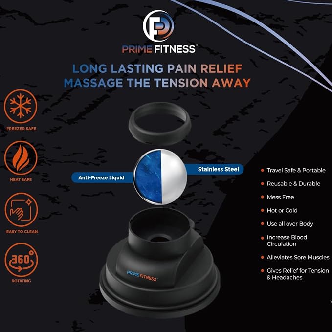 PRIME Fitness wall Mounted Massage Ball | Cold Therapy | wall Mounted Back Massager | cryo Stick | Relieve Muscle Pain (360 Wall Massager)