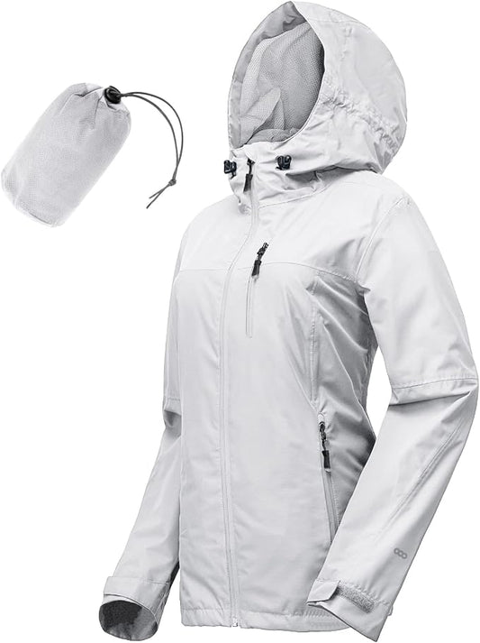 33,000ft Packable Rain Jacket Women Lightweight Waterproof Raincoat with Hood Cycling Bike Jacket Windbreaker