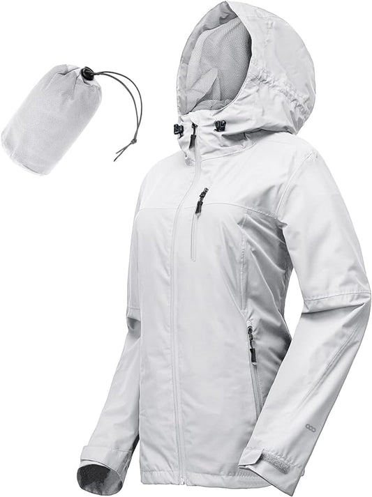 33,000ft Packable Rain Jacket Women Lightweight Waterproof Raincoat with Hood Cycling Bike Jacket Windbreaker