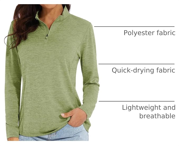 MAGCOMSEN Women's UPF 50+ Sun Shirts Long Sleeve 1/4 Zip Pullover Quick Dry Workout Hiking Tops Running Athletic Shirts