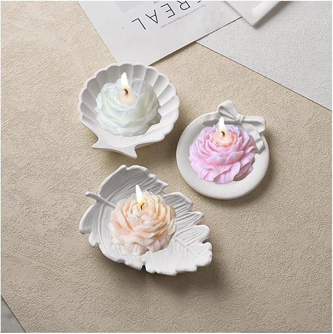 Peony Candles Gifts for Women, Soy Wax Aromatherapy Candle, Room Decor Cute Flower Shaped Scented Candles (White+Pink)